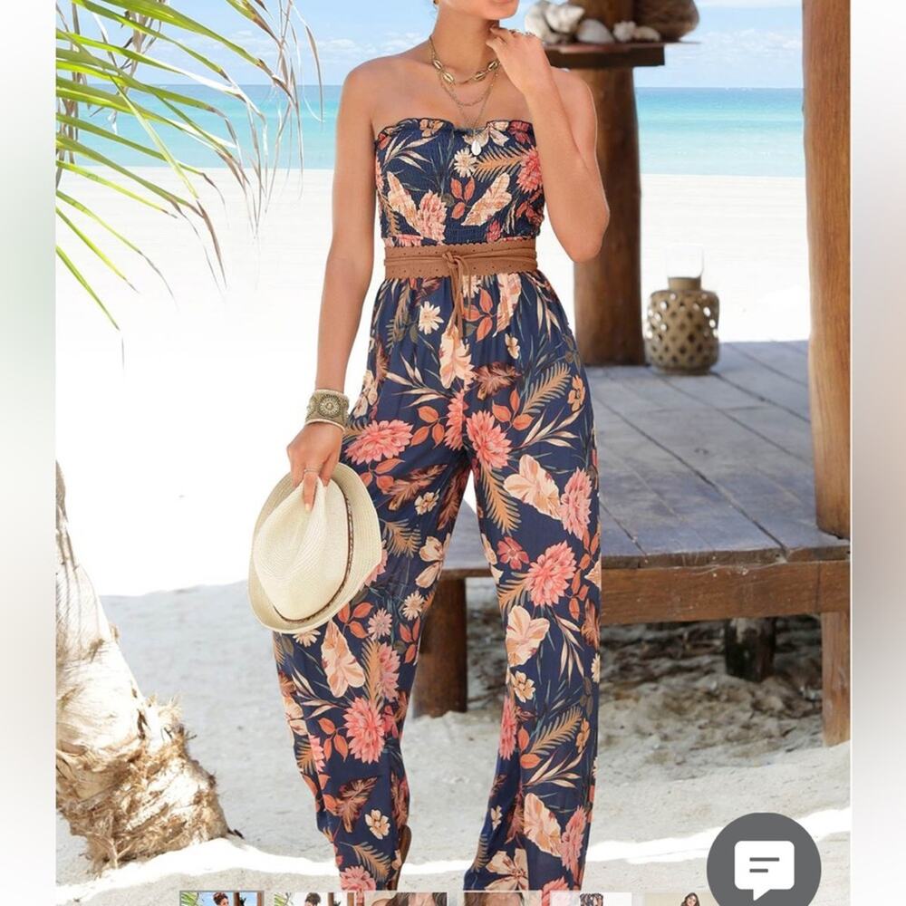 Lascana Venus Floral Strapless Jumpsuit Women's S